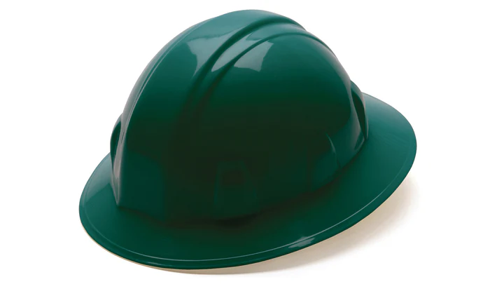 Hard Hat, Full Brim 6 Pt Ratchet Suspension - Green