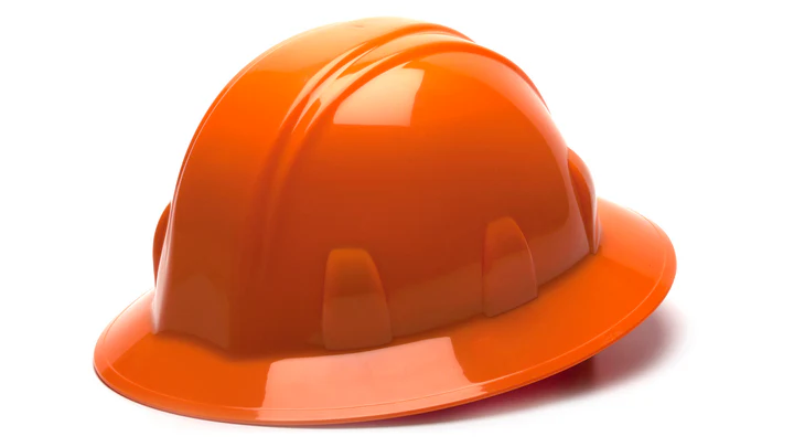 Hard Hat, Full Brim 6 Pt Ratchet Suspension - Orange