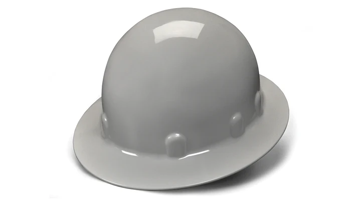 Hard Hat, Sleek Shell Full Brim  4 Pt Ratchet Suspension  - Gray