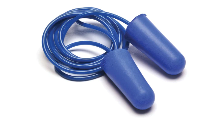 Earplugs - Blue corded metal detectable disposable earplugs  - 100 pair/box - Blue