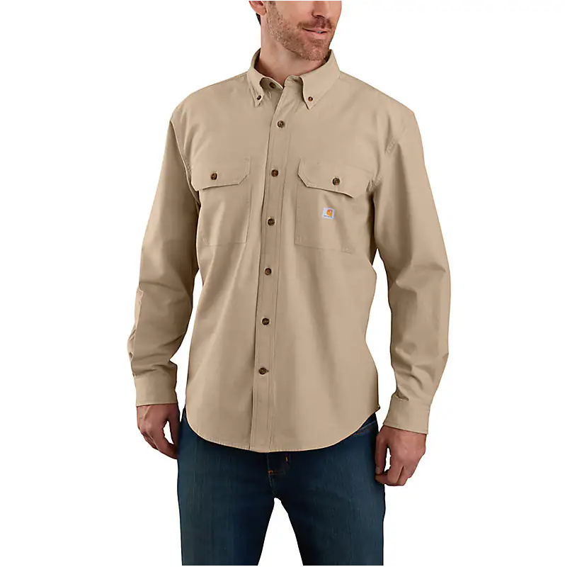 TW4368 M LseFit MW Chambray Long Sleeve Shirt Dark Tan Chambray - Medium Regular
