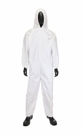 POSIWEAR BA COVERALL ELASTIC WRIST/ANKLE AND HOOD - White - L