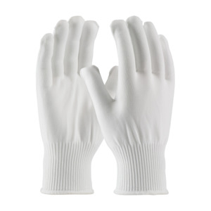 100% NYLON LINERS W/O COATING, FULL FINGERED, MED. WGT - White - L