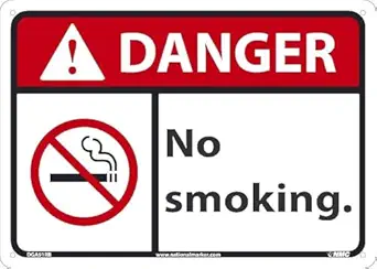 DANGER NO SMOKING SIGN, 10X14, .050 PLASTIC