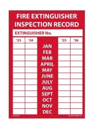 Fire Safety Label: Fire Extinguisher Inspection Record