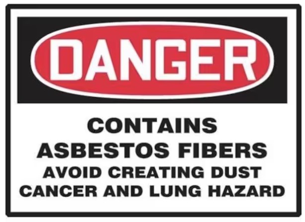 OSHA Danger Safety Sign: Contains Asbestos Fibers -Avoid Creating Dust - Cancer and Lung Hazard