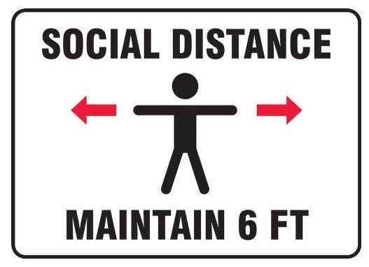 Safety Sign: Social Distance Maintain 6 FT (One person image)