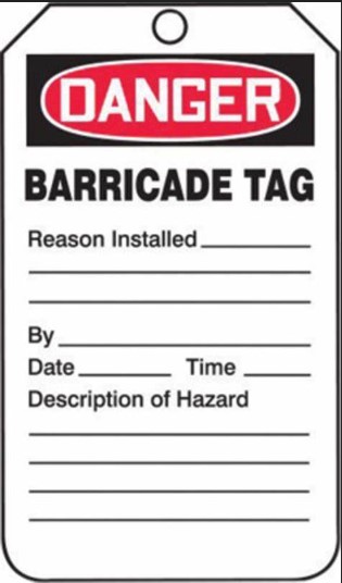 OSHA Danger Status Alert: Barricade Tag