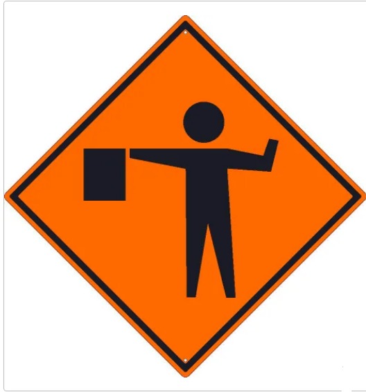 (FLAGGER GRAPHIC)SIGN, 30X30, .080 HIP REF ALUM
