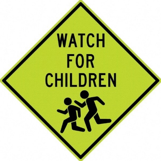 (GRAPHIC CHILDREN CROSSING) SIGN, 30X30, .080 DG REF ALUM