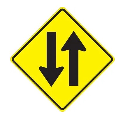 (TWO WAY TRAFFIC ARROW GRAPHIC) SIGN, 30X30, .080 HIP REF ALUM