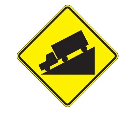(TRUCK DECLINE GRAPHIC)SIGN, 30X30, .080 HIP REF ALUM