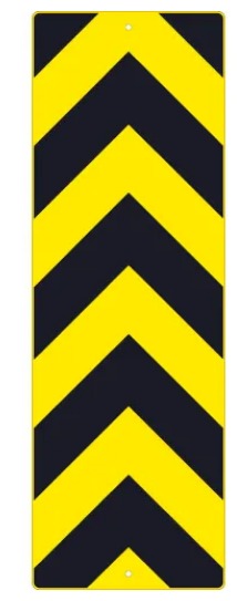 (CENTER STRIPE YELLOW OBJECT MARKER GRAPHIC) SIGN, 12X36, .080 HIP REF ALUM