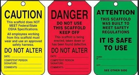Scaffold Status Safety Tag: Caution- Danger- Attention 3 N' 1 Fold Tag