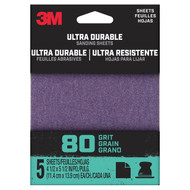 1/4SHT5PK80 - 3M™ Ultra Durable Power Sanding 1/4 Sheet, 80 grit, 1/4Sht5pk80, 5 pk,
20/case