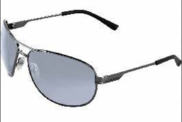 Acero glasses, Comfort-fit temples and nose piece, Gunmetal frame/temple, aviator style, silver mirror lens, adjustable nose piece.  