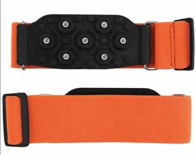 Ice Gripster™ Treads - Lightweight anti-slip ice traction cleats, mid-sole design, orange elastic strap.  3dz/cs