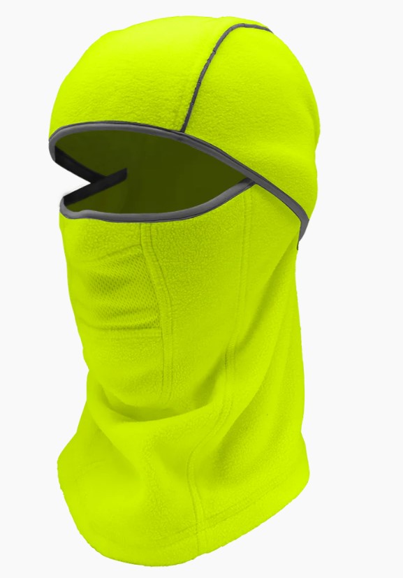 Balaclava, Bullhead Safety™ Winter Liners - High-Visibility Yellow/Green, Shoulder-Length, Multifunctional, Hinged Thermal Balaclava. One size fit all. 