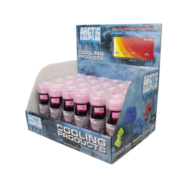 Corrugated Counter Display with Header Graphic Cooling Wraps - 24 Pink