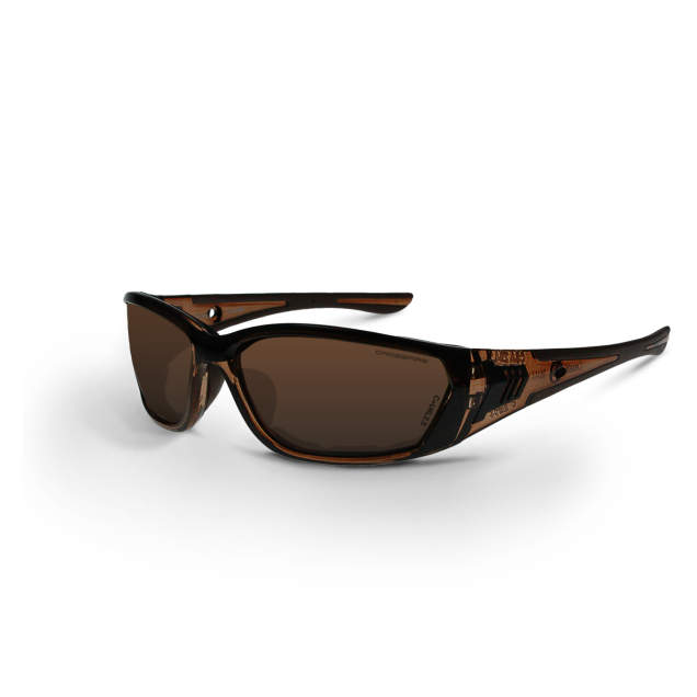 Glasses Optional Integral Strap Attachment • Dual Mold Rubber Temples • EVA Foam Liner • Meets ANSI Z87.1+ • 99.9% UV Protection Crystal Brown Frame - Brown Anti-Fog Lens