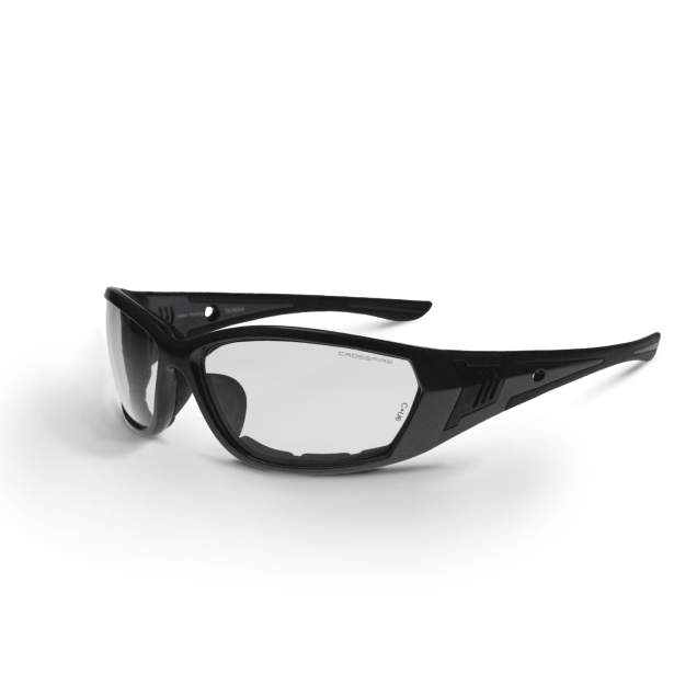 Glasses Optional Integral Strap Attachment • Dual Mold Rubber Temples • EVA Foam Liner • Meets ANSI Z87.1+ • 99.9% UV Protection Pearl Gray Frame - Clear Anti-Fog Lens