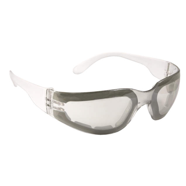 Glasses Foam Lined • Lightweight, Full Wraparound Frame • Meets ANSI Z87.1+ • 99.9% UV Protection Indoor/Outdoor Frame-Indoor/Outdoor AF Lens