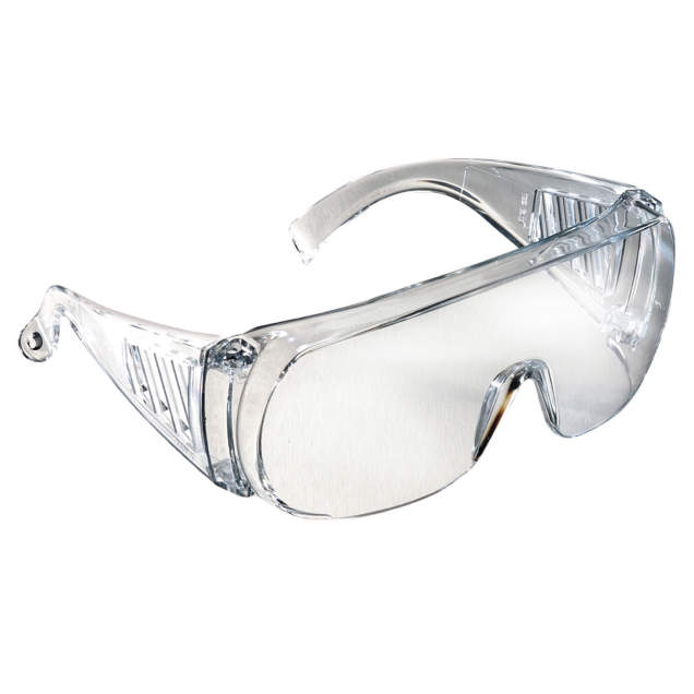 Fits Over Prescription Glasses • Meets ANSI Z87.1+ • 99.9% UV Protection Clear Frame - Clear Lens