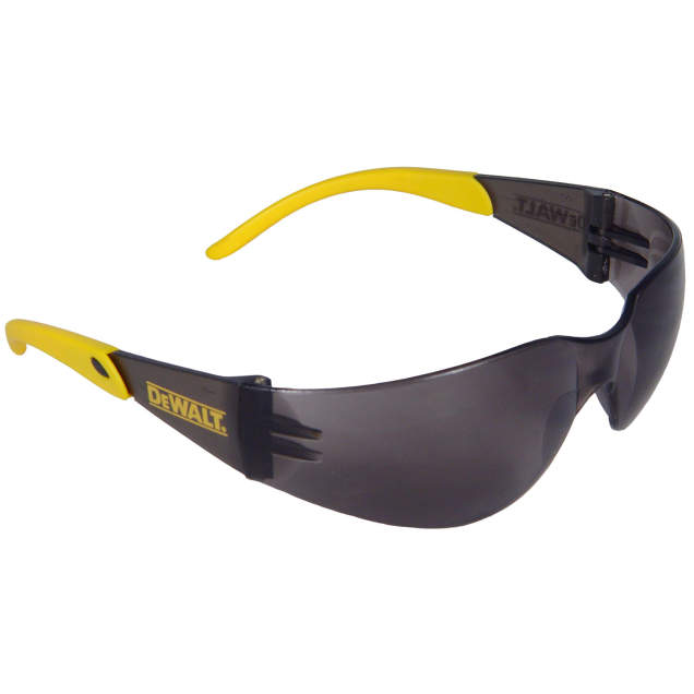 Glasses Lightweight • Rubber Temples • Meets ANSI Z87.1+ • 99.9% UV Protection Smoke/Yellow Frame - Smoke Lens
