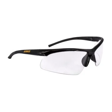 10 Base Curve Lens • Rubber Temples • Meets ANSI Z87.1+ • 99.9% UV Protection Black Frame - Clear Lens