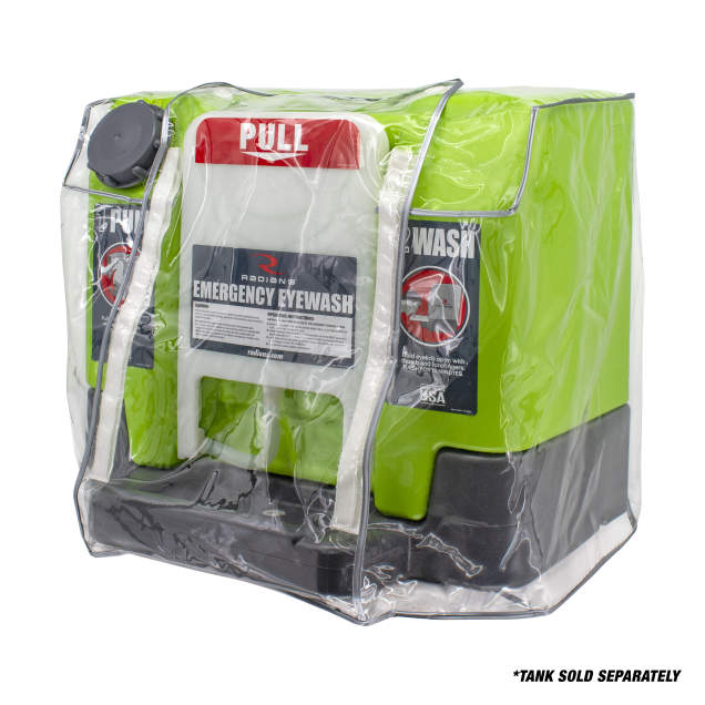 Protects 12 ga Eyewash Station from Dust and Environmental Contaminants • Hook & Loop Closure Releases with Activation of Tray Eyewash Tank Dust Cover - 12 ga