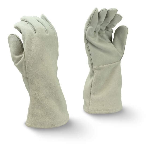 Glove Gray Split Economy Shoulder Cow Leather - Fleece Cotton Drill Lining Size XL
