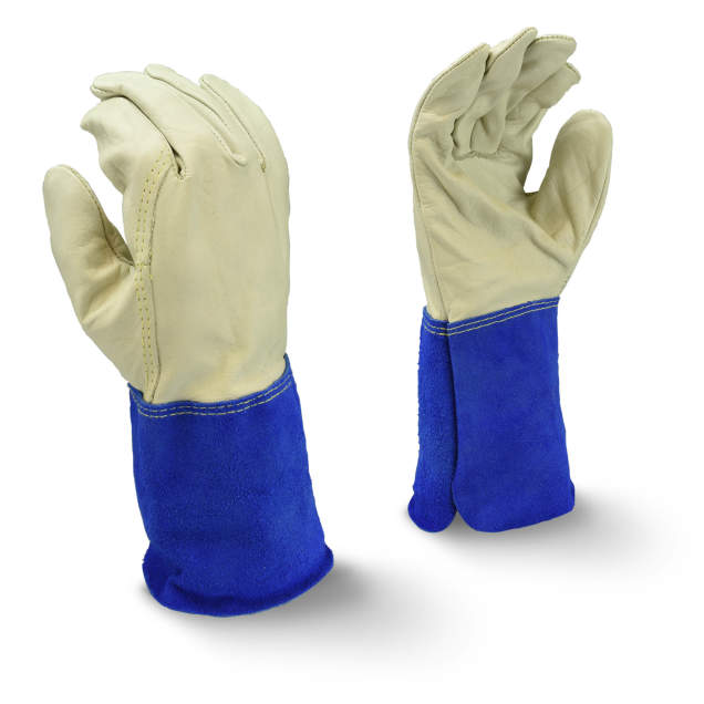 Glove Mig-Tig Regular Grain Cowhide • 4" Blue Regular Split Shoulder Cuff Size XL