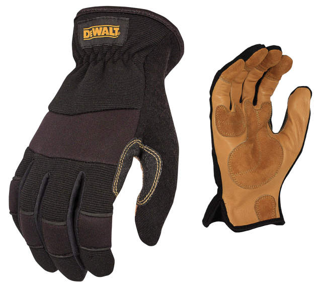 Hybrid Performance Glove with Leather Palm • Palm Patches • Slip On Cuff • Reinforced Fingers Size L