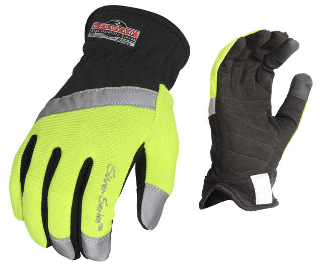 High Visibility Peformance Glove • Reflective Tape • Slip On Cuff • Reinforced Fingers • Prismatic Pull On Strap Size XXL