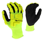 Glove 13 Ga Hi-Vis Yellow Nylon Shell • Black Foam Nitrile • TPR on Back • US Patent No. 9,241,519 • EN388: 4 1 4 1 X Size S