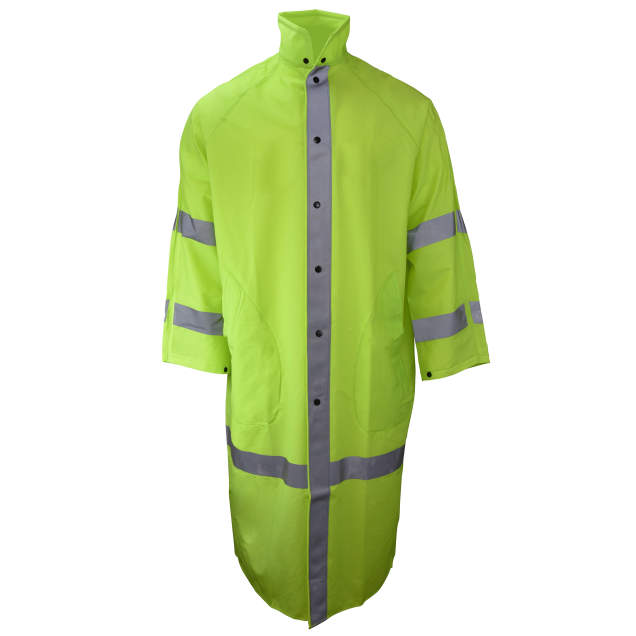 Coat Detachable Hood with Drawstring • Side Slash through Pockets (2) • Snap Front Closure with Interlocking Storm Flap • Underarm Vents Hi-Vis Lime - Size 2X
