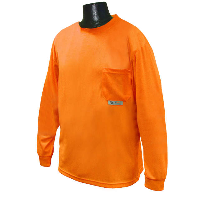 Max-Dri Moisture Wicking Long Sleeve T-Shirt • No Reflective Tape • Chest Pocket • Does NOT Meet ANSI/ISEA Hi-Vis Orange - Size 2X
