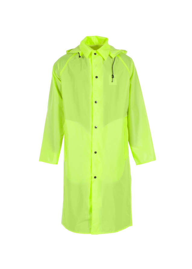 48” Long Coat • Leaf Collar with Snaps for Detachable Hood • Raglan Shoulder Design • Slash Openings with Pockets on Each Side Lime - Size 4X