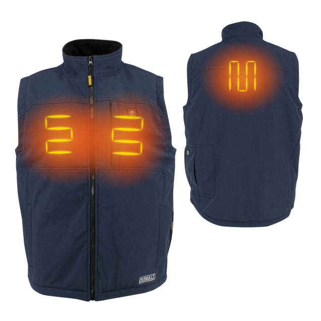 Kit includes (1) Vest, DCB203 20V MAX Lithium-Ion Battery (2.0 Ah), Charger and DCB092 USB Power Adapter Navy Soft Shell Vest w/ Battery - Size XL  (Available Fall 2022)