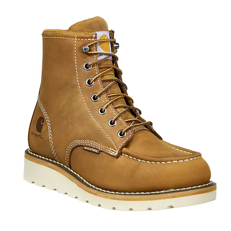 Carhartt -Women's Waterproof 6" Moc Toe  Wedge Boot - Brown Oil Tanned-7.5M