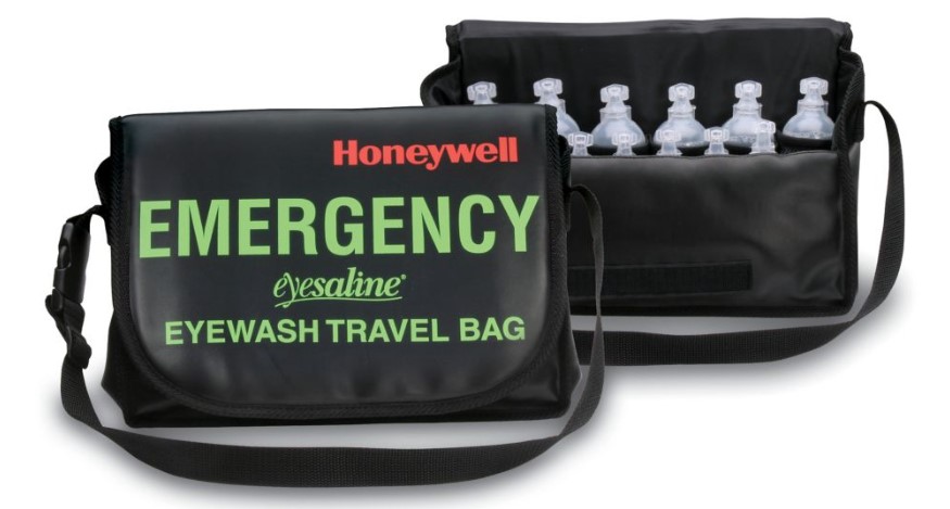 Eyesaline Travel Bag-Includes 6 Eyesaline Bottles, 1 Emergency Flushing Bottle, Bag