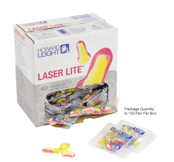 LASER LITE MULTI-COLOR FOAM EAR PLUGS CORDED 100/bx  10bx/cs