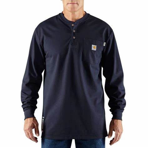 Carhartt Men's FR Force Cotton Pocket Lightweight Long-Sleeve Henley