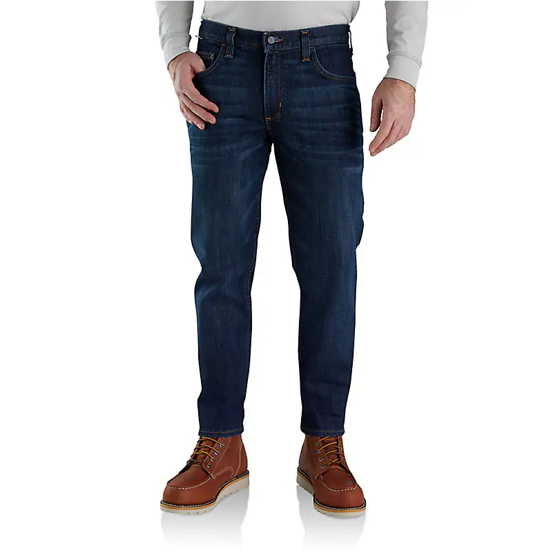 **Discontinued-Limited Quantities Available**Carhartt Men's FR Rugged Flex Relaxed Fit 5-Pocket Tapered Jean- Midnight Indigo