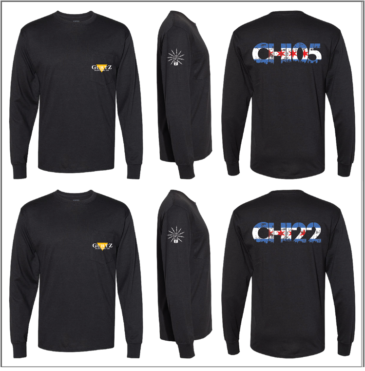 Gildan 50/50 Long Sleeve Black Shirt- no pocket with Gurtz Logo/Graphic