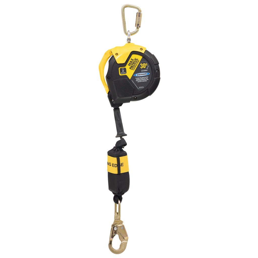  Max Patrol™ Self Retracting Lifeline with Leading Edge Capability, 30 ft, Galvanized Steel Cable, Steel Swivel Snap Hook