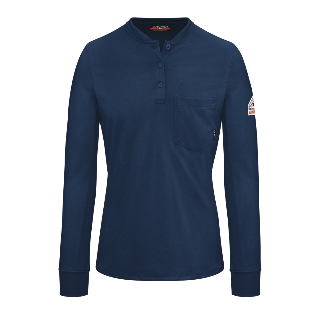 Bulwark Women's FR Long Sleeve Henley- Navy 