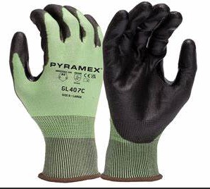 GL407C- PAIRS Glove,Poly palm and fingers, Ansi 4 cut, 3 abrasion, 3 puncture 10 dz per case