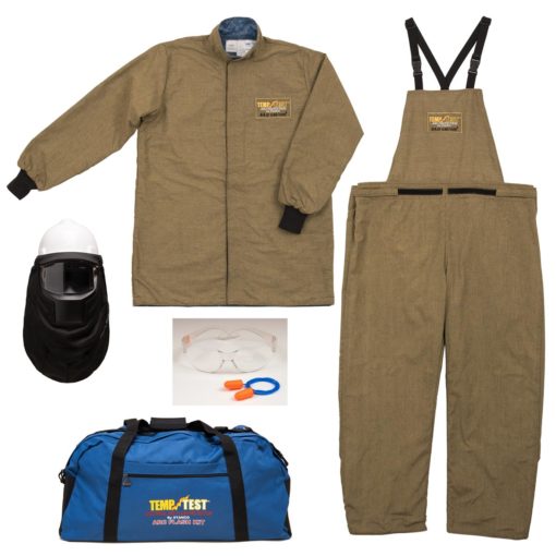 Arc Clothing “KIT”, Includes 35” Coat, Bib Overalls, TRANSVISION Shield, Hard Cap, Gear Bag, Safety Glasses & Earplugs, ATPV 40.0, CAT4.