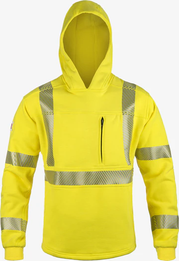 Jacket, FR hoodie with hi-visibility options. NFPA 2112 and NFPA 70E compliant. CAT 3 protection. 